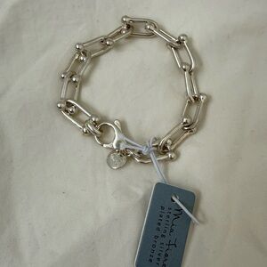 NWT Mia Fiore Dyadema Sterling Silver over Bronze Italy U-Link 8" Chain Bracelet